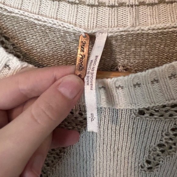 Free People Lightening Bolt Sweater Cream/Tan Size S Rare - Picture 3 of 10